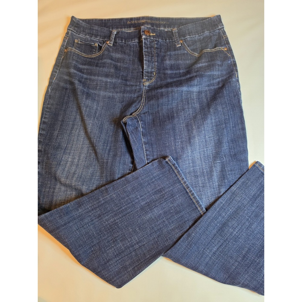 Chico's So Slimming Girlfriend Crop Jeans Women's 2 Blue Denim Stretch Cropped
